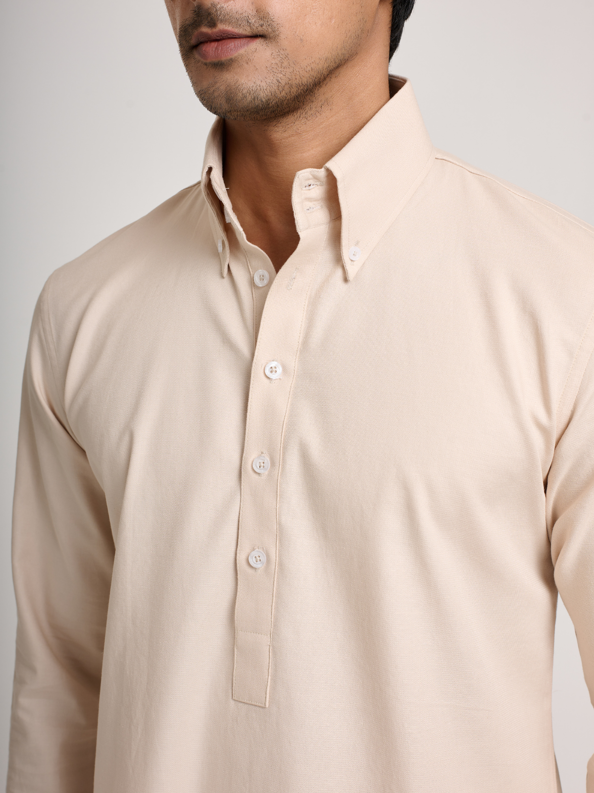 Beige Button Down Kurta