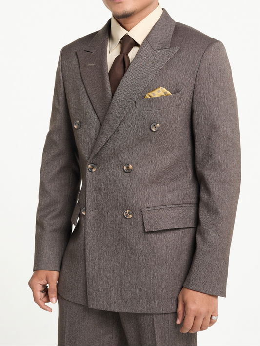 Mocha Herringbone DB Blazer