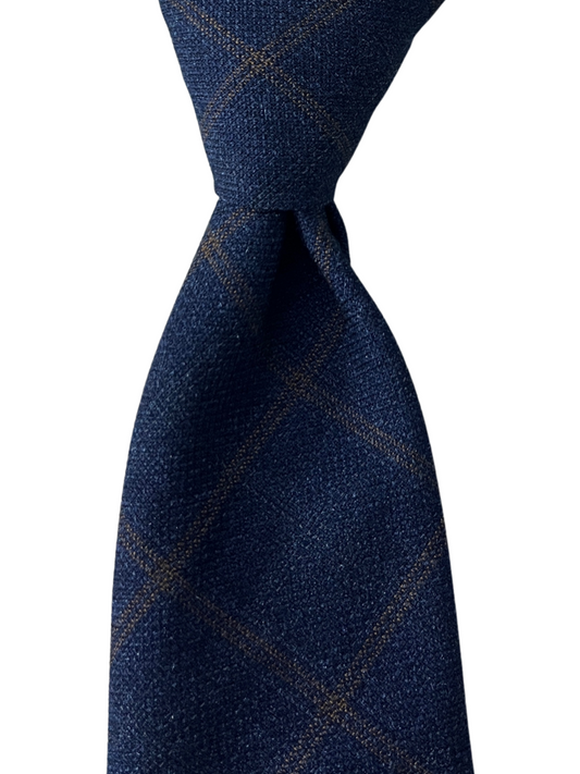Navy Check Wool Tie