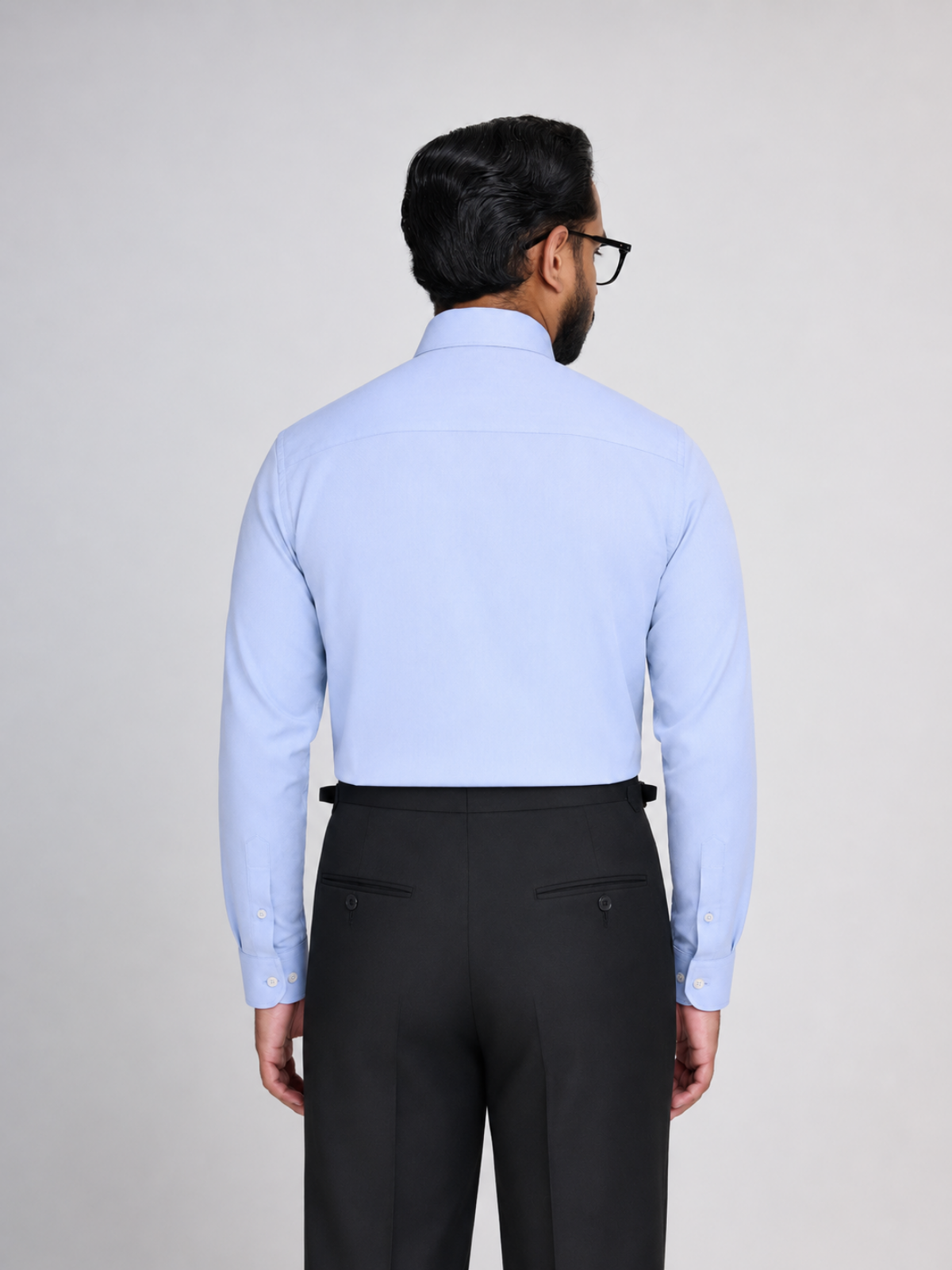 Sky Blue Herringbone Point Collar Shirt