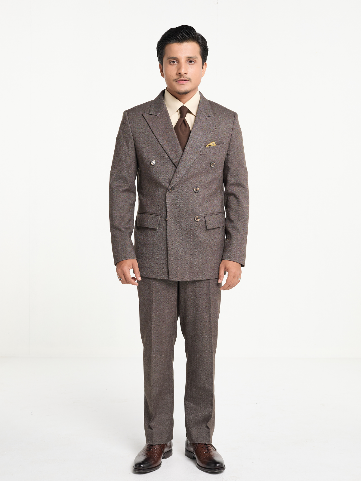 Mocha Herringbone DB Blazer