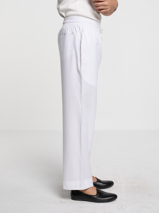 White Straight Cut Pajama