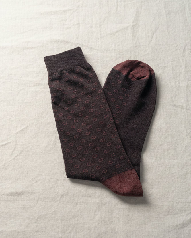Micro Dot Cotton Socks – Espresso Brown