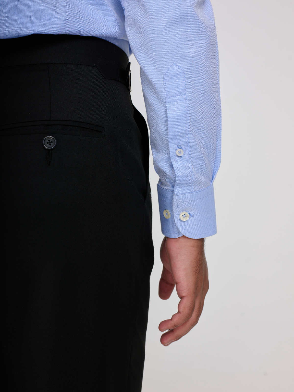 Sky Blue Herringbone Point Collar Shirt