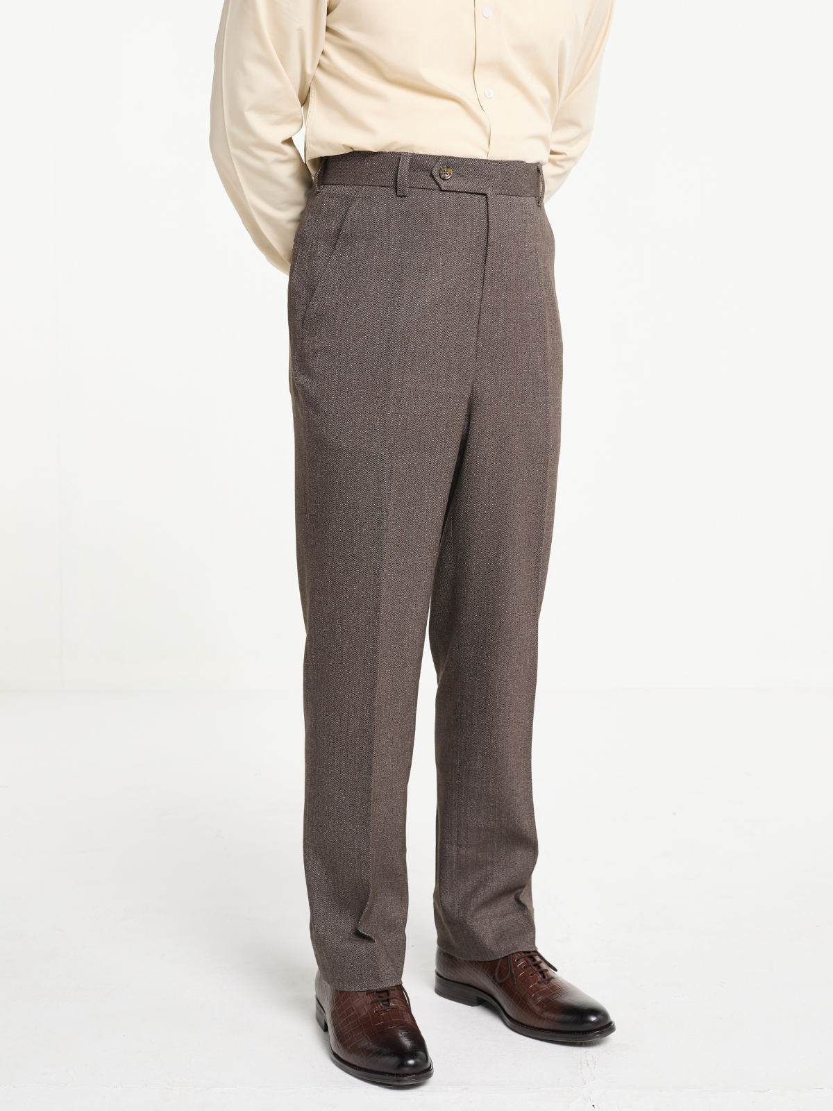 Mocha Herringbone Formal Trouser