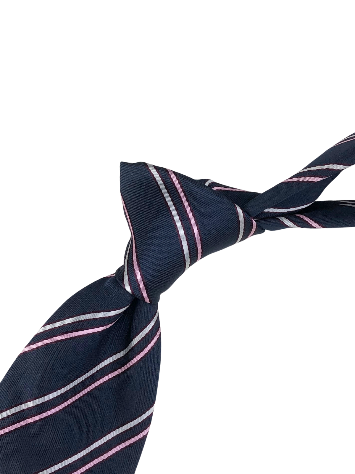 Navy with White & Lavender Stripe Tie