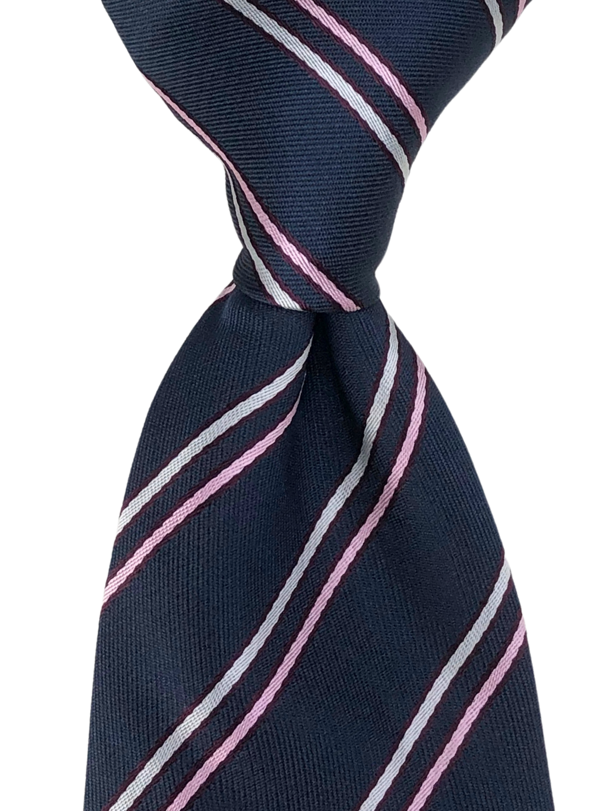 Navy with White & Lavender Stripe Tie