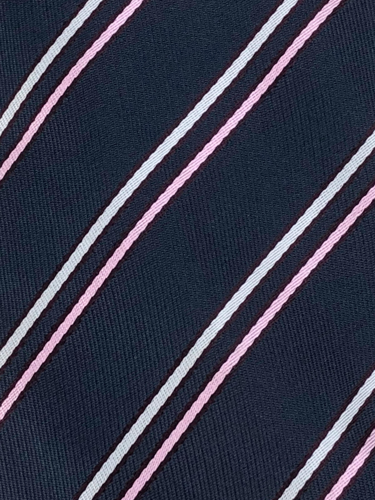 Navy with White & Lavender Stripe Tie