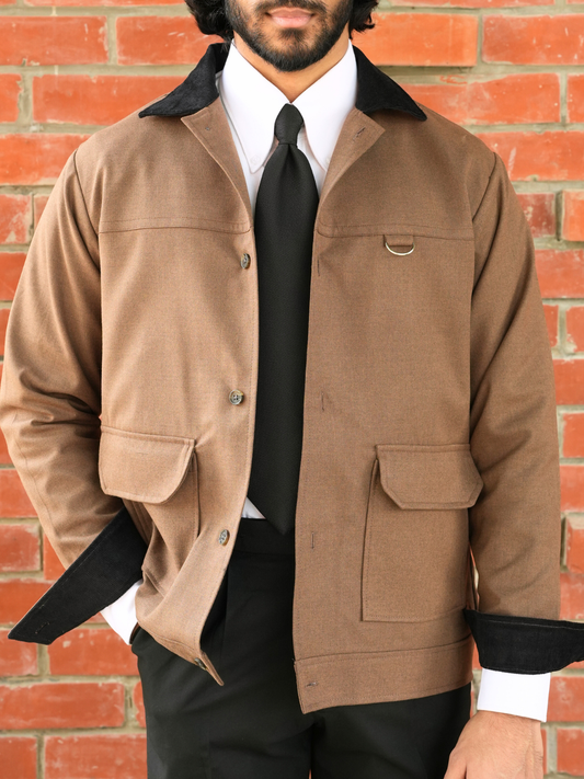 Coffee Cropped Bomber Jacket