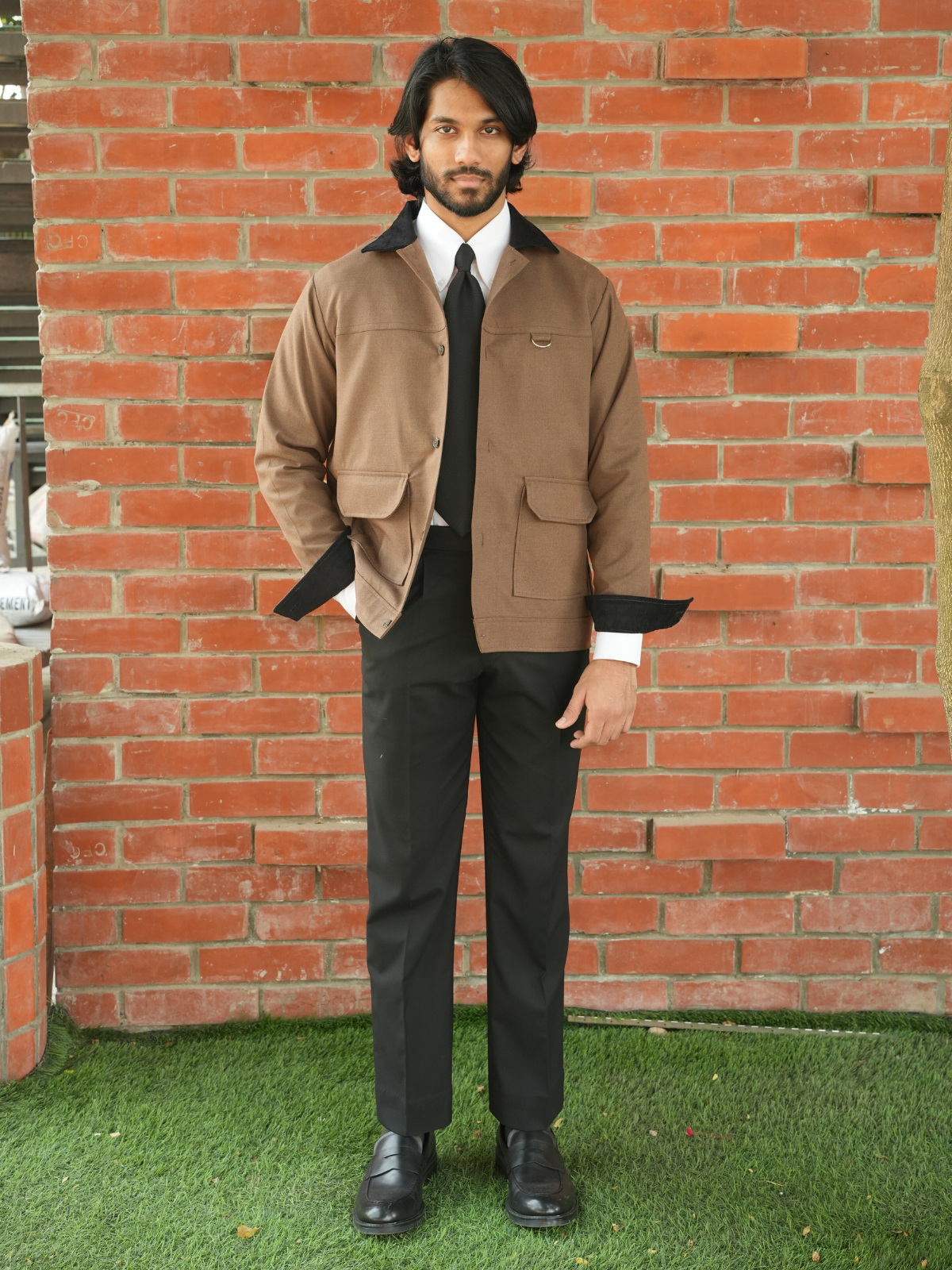 Coffee Cropped Bomber Jacket