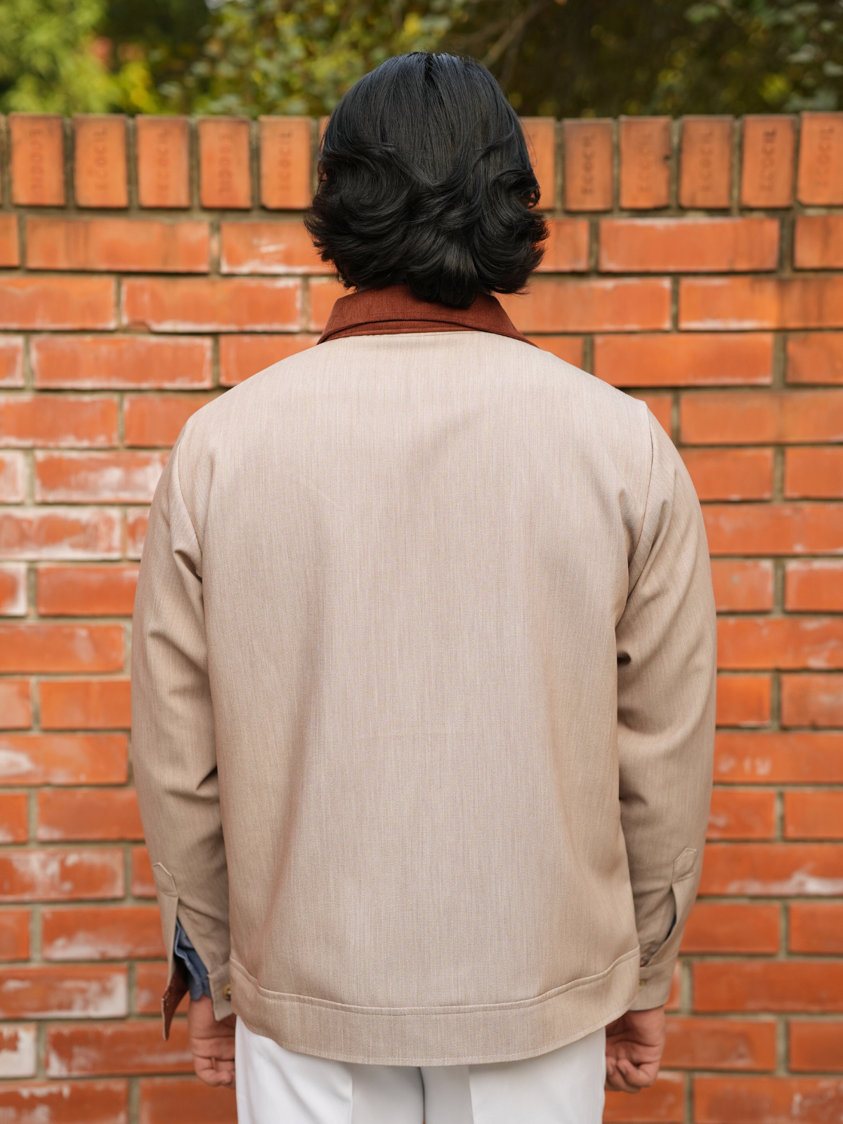 Cream Cropped Bomber Jacket