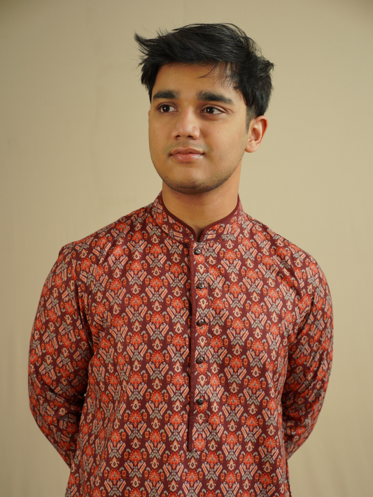 Maroon Ethnic Printed Kurta