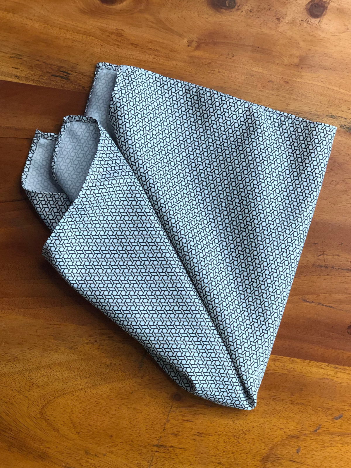 White Patterned Pocket Square