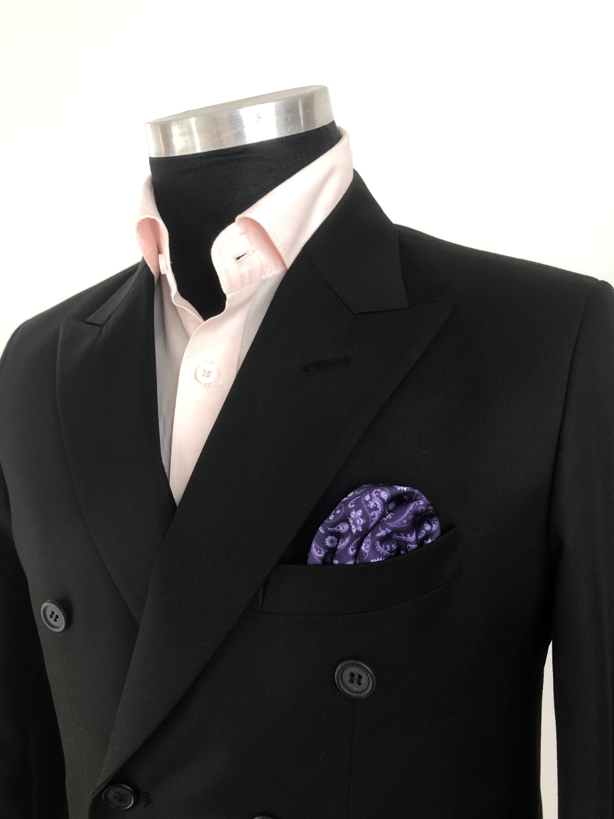 Violet with White Floral Silk Pocket Square