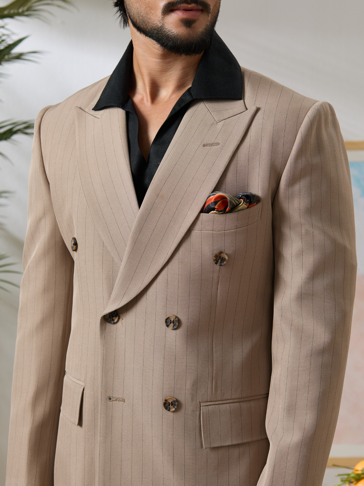 Beige Pinstriped DB Blazer