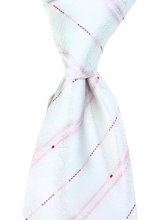 White with Pink Patterned Tie