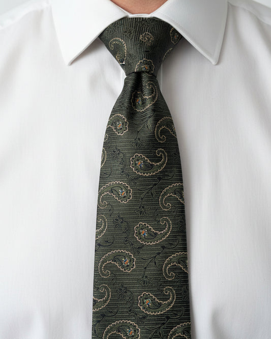 Olive Vintage Paisley Tie