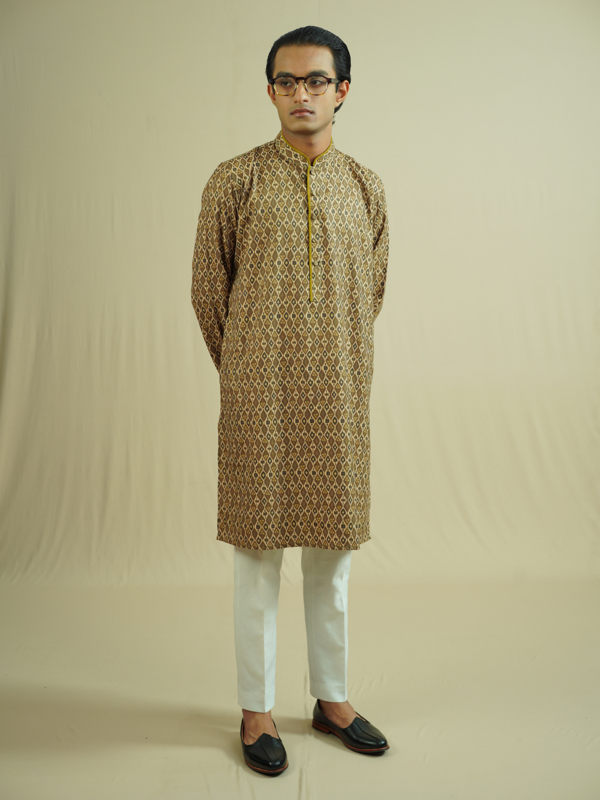 Olive Ethnic Printed Kurta