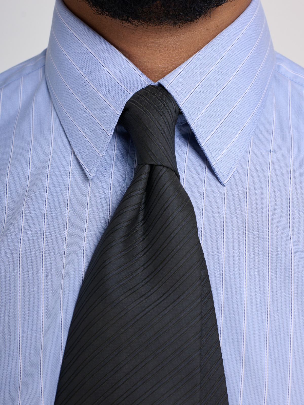 Light Blue Self-Stripe Point Collar Shirt