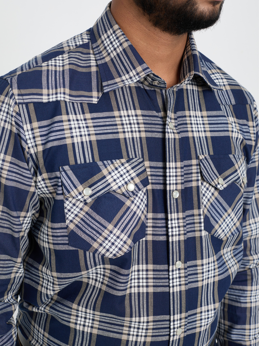 Navy Madras Check Shirt