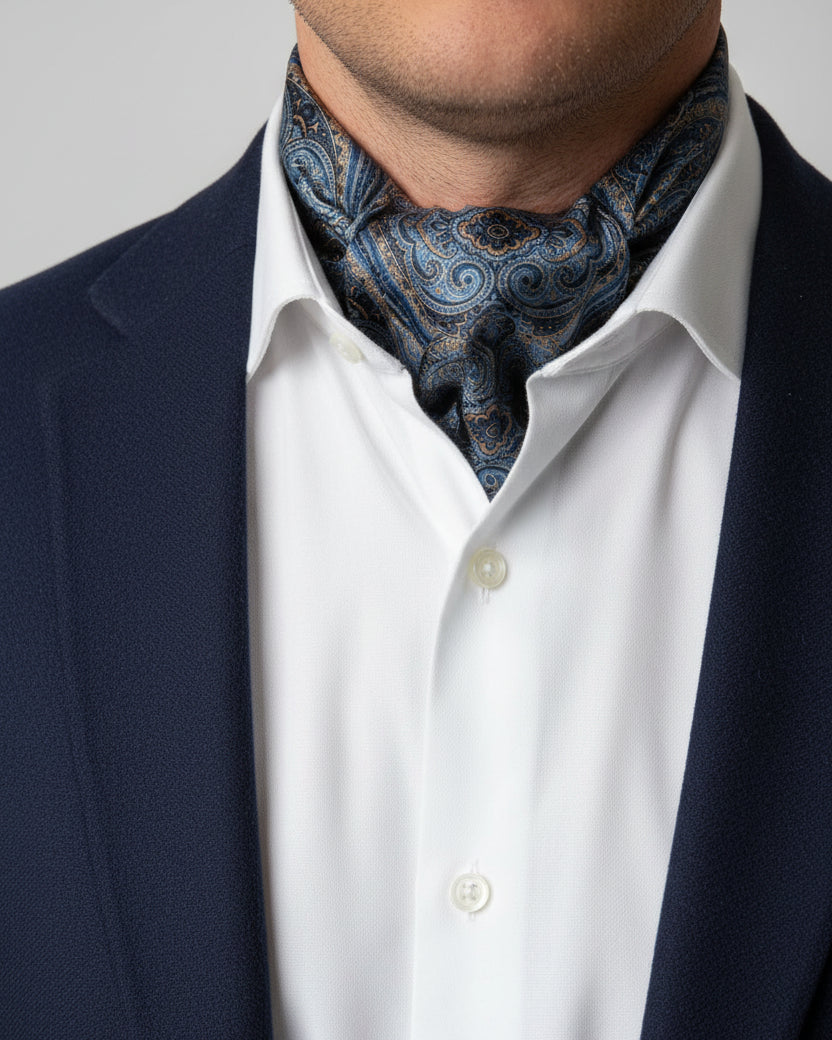 Blue Paisley Ascot