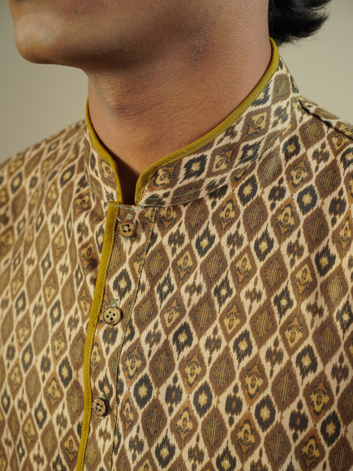 Olive Ethnic Printed Kurta