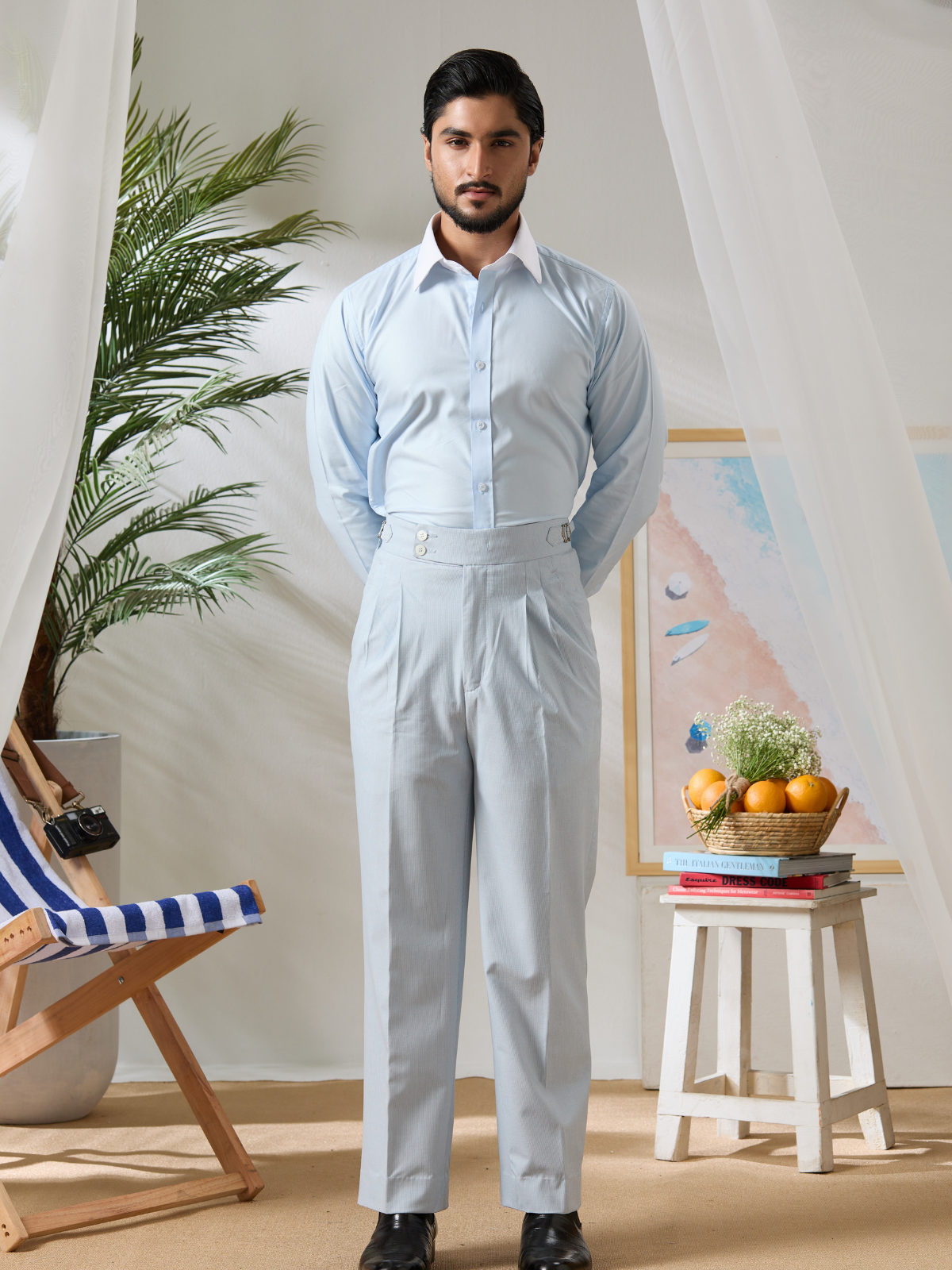 Sky Pinstripe Trouser