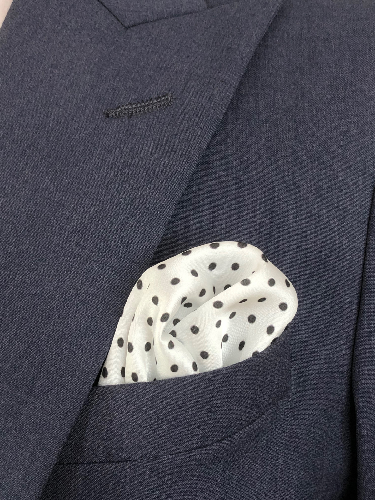 White Polka Silk Pocket Square