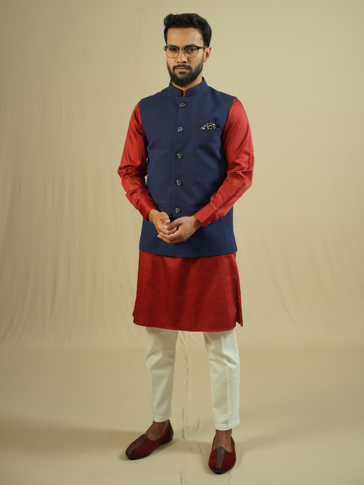 Maroon Solid Kurta