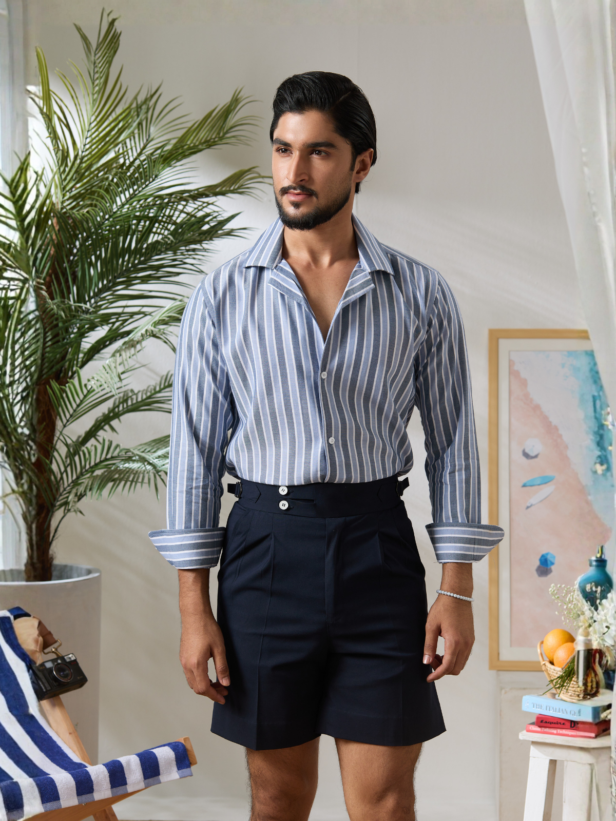 Blue Striped Cuban Shirt
