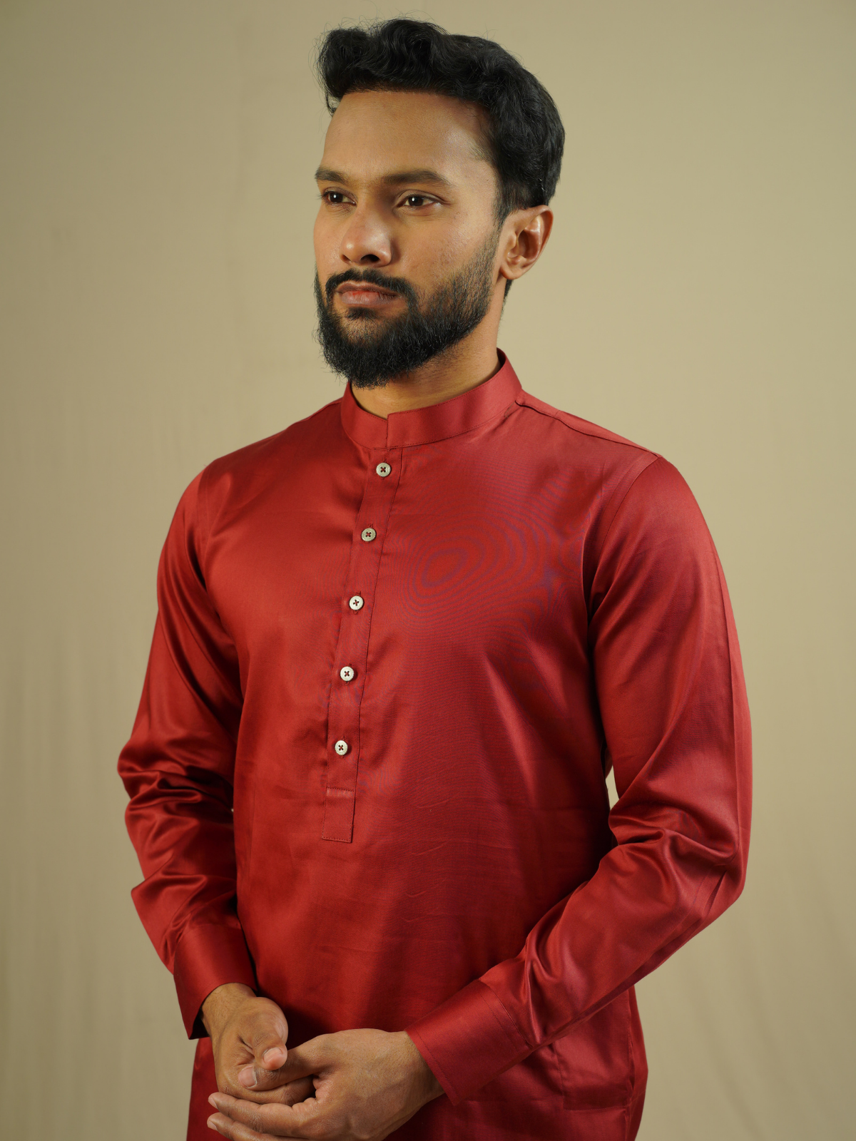 Maroon Solid Kurta