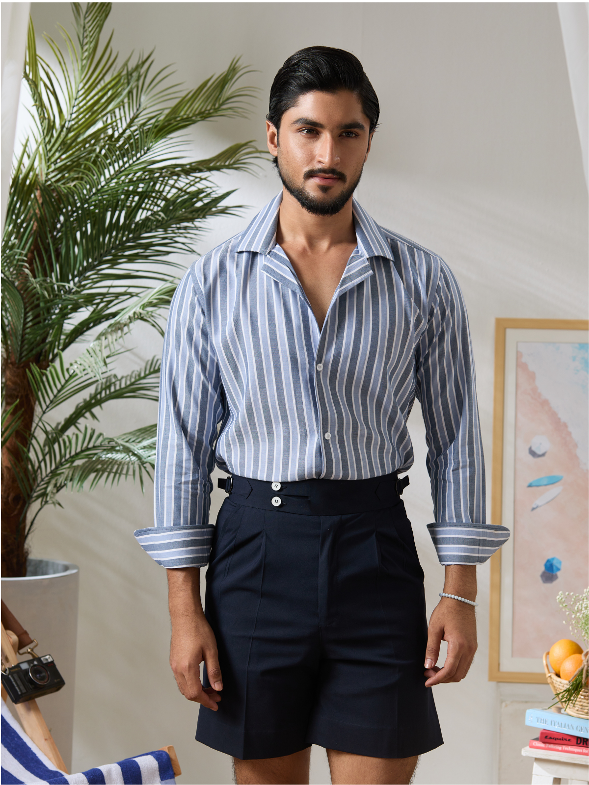 Blue Striped Cuban Shirt