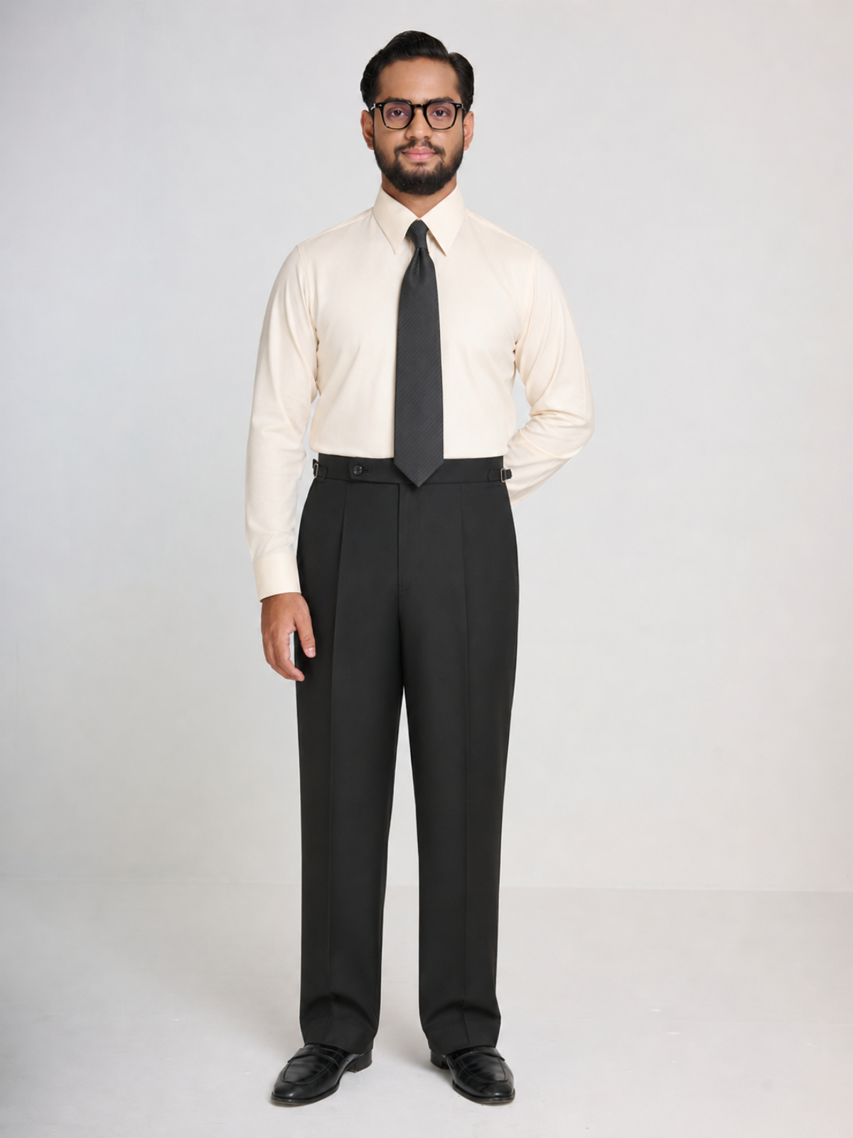 Cream Oxford Point Collar Shirt