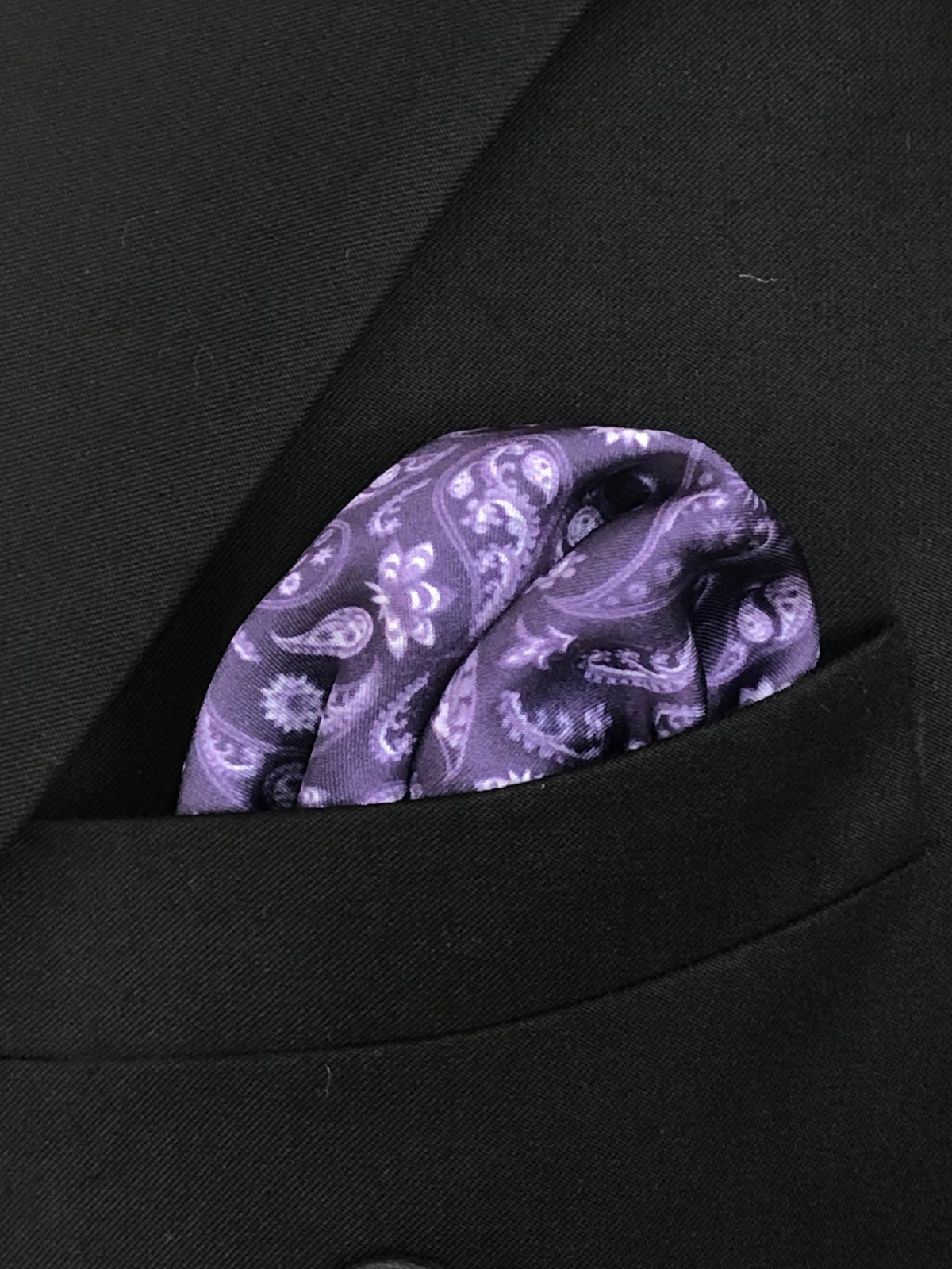 Violet with White Floral Silk Pocket Square