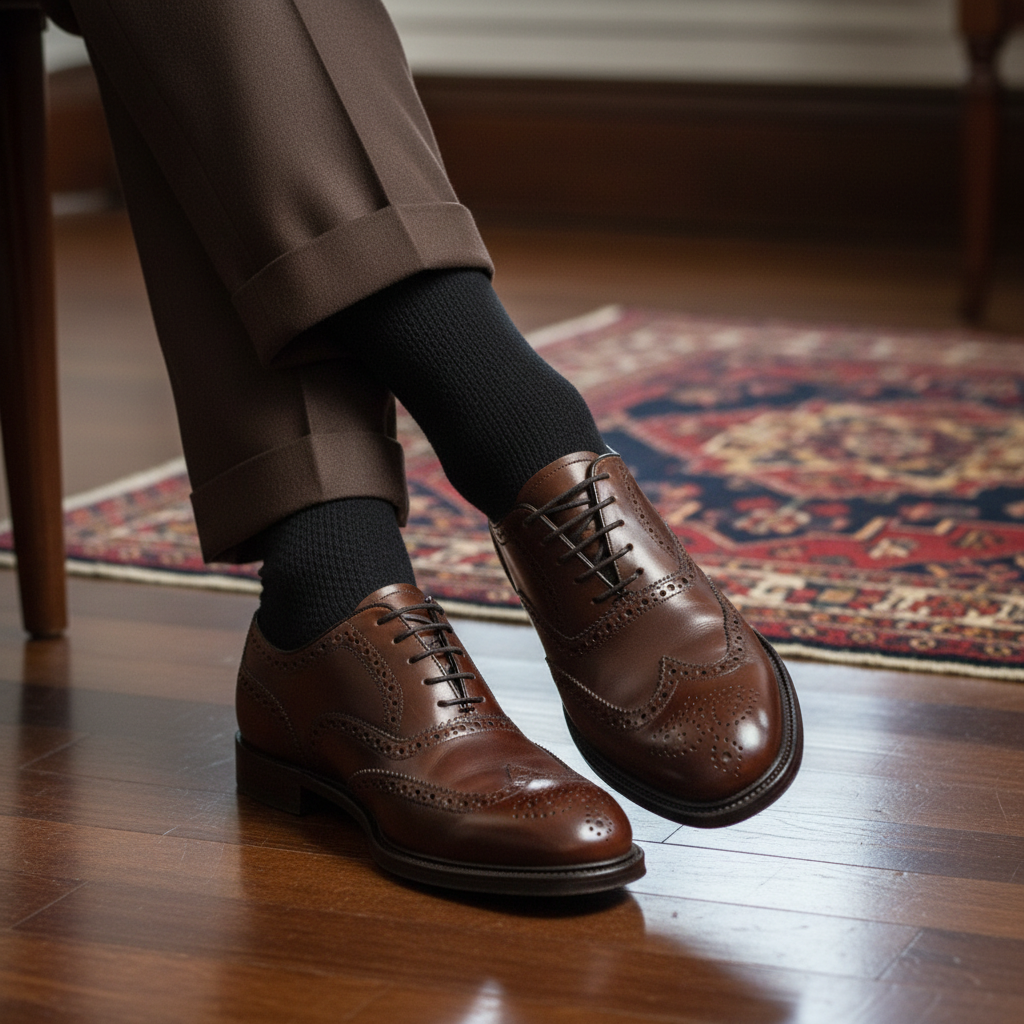 Black with Subtle Check Socks