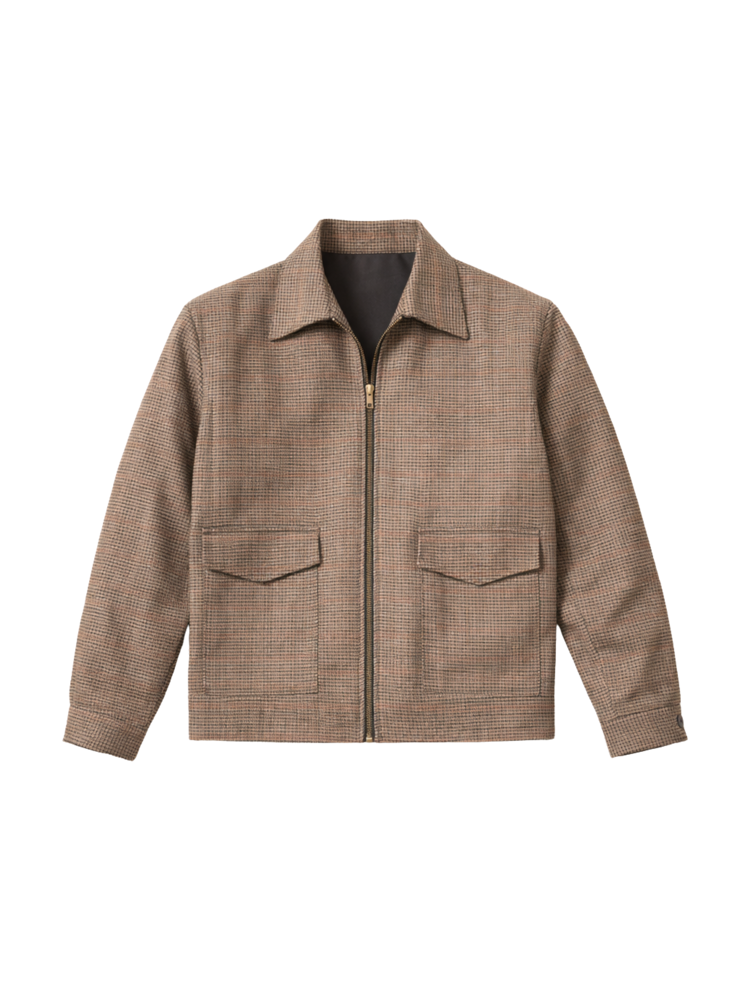 Mocha Houndstooh Cropped Blouson Jacket