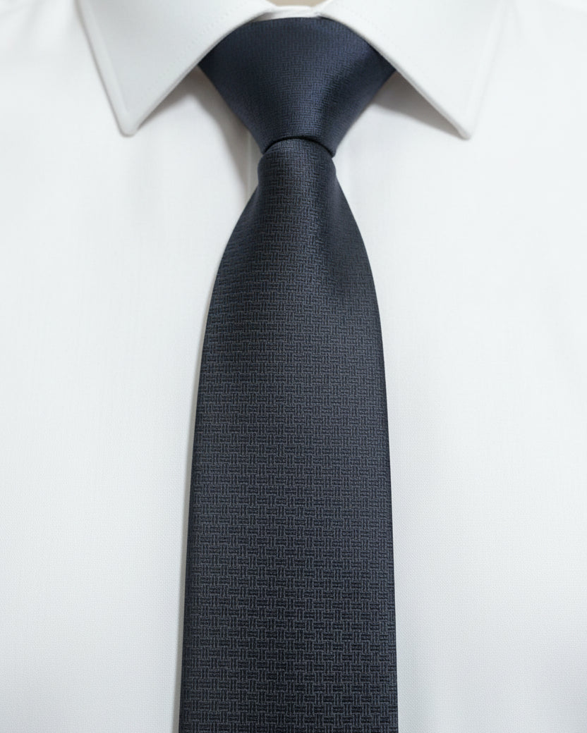 Charcoal Basket Weave  Tie