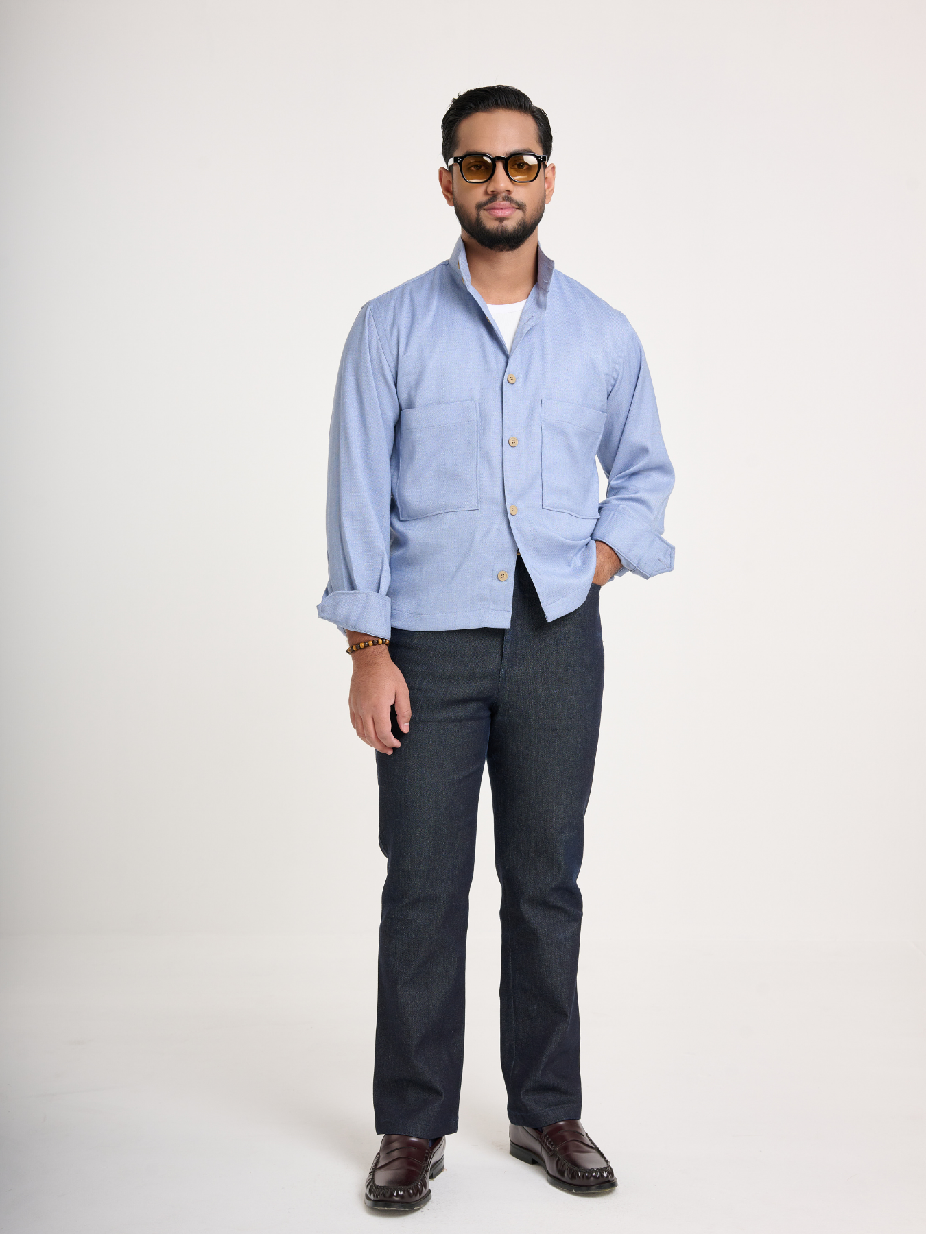 Light Blue Cropped Shacket