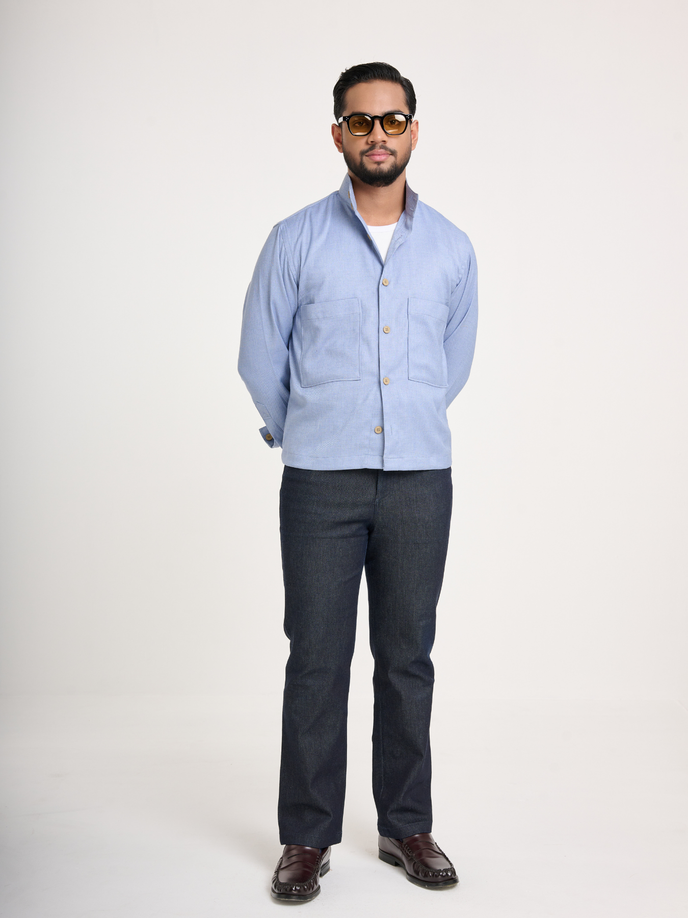 Light Blue Cropped Shacket
