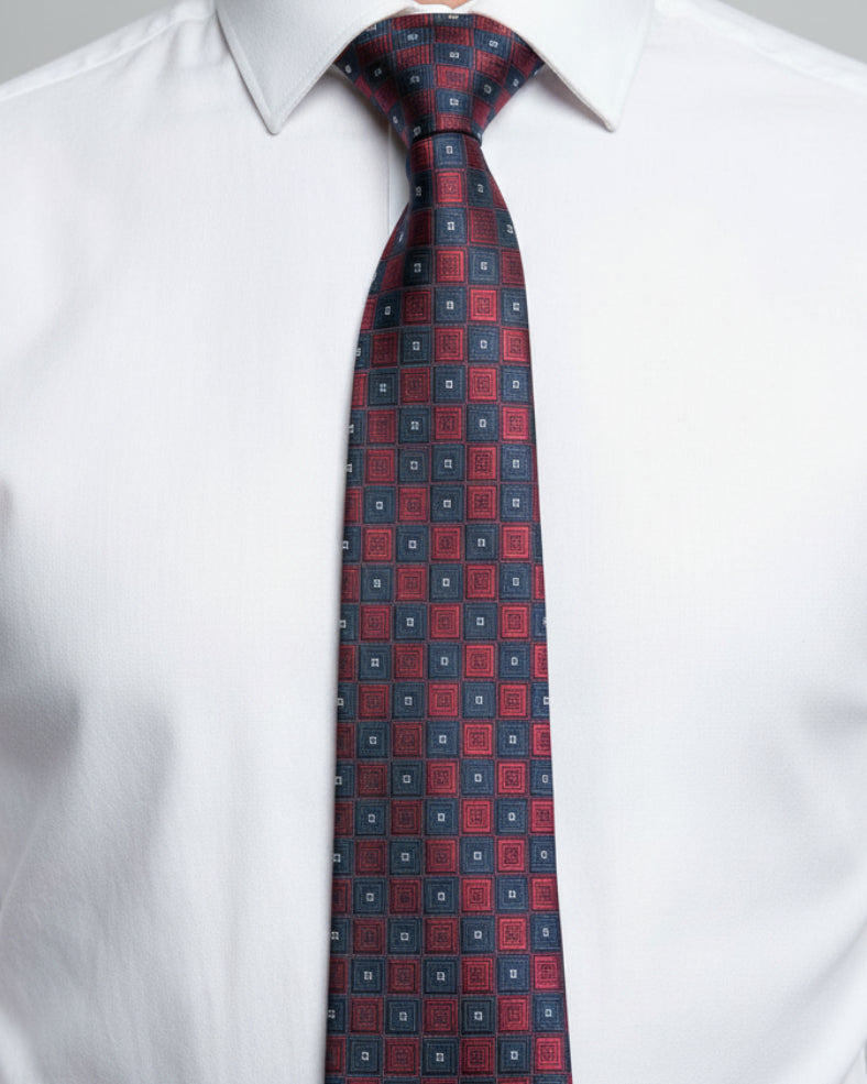 Red & Navy Square Tie