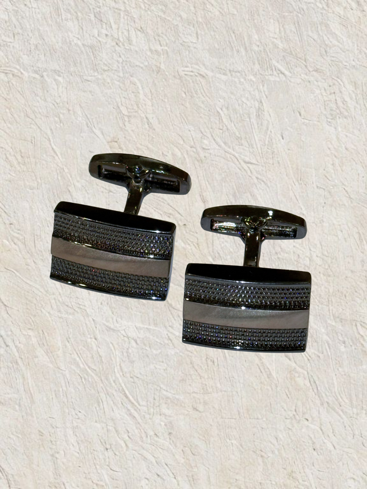 Charcoal Ribbed Cufflink