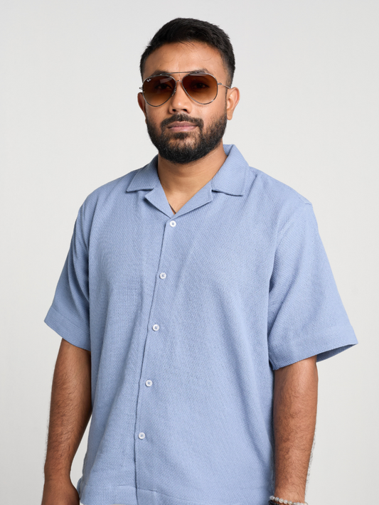 Sky Waffle Cuban Shirt