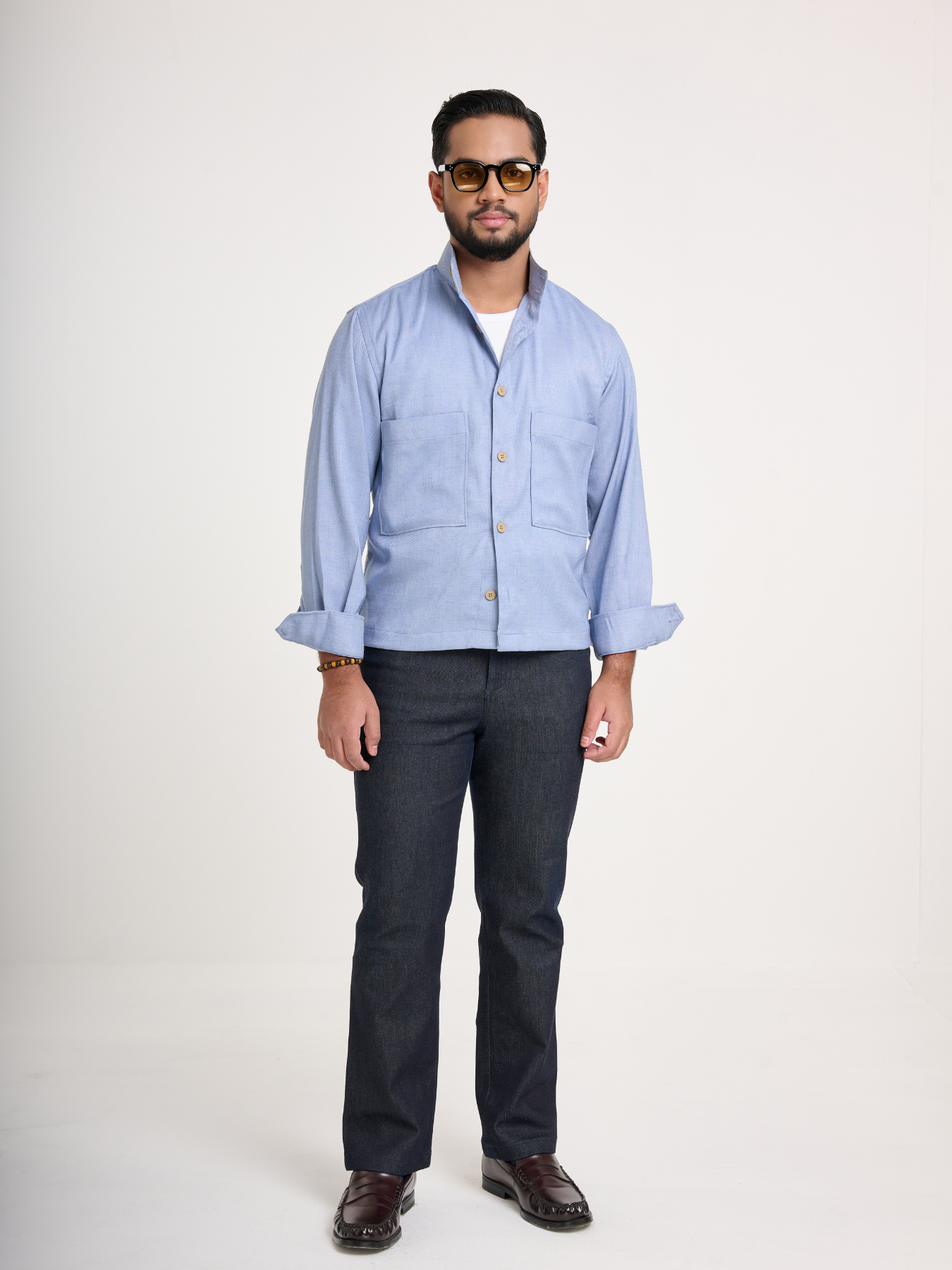 Light Blue Cropped Shacket