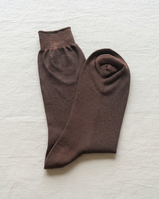 Micro Rib Cotton Socks – Cocoa Brown