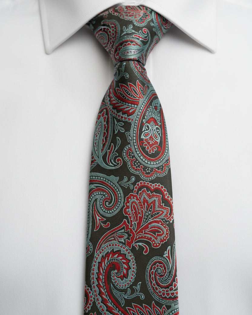Sage Paisley Silk Tie