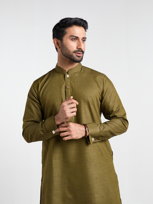 Olive Cufflink Kurta