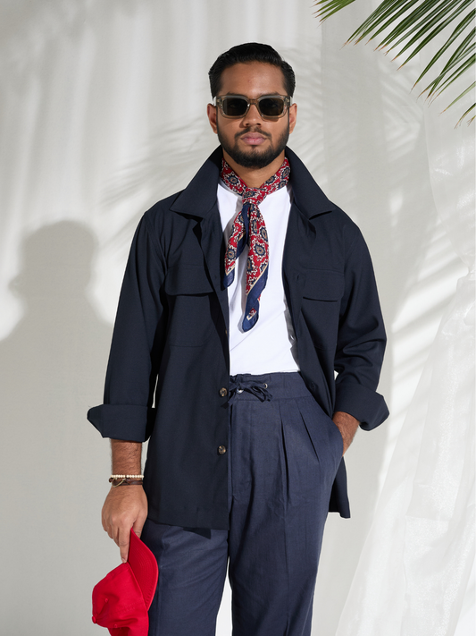 Navy Cotton Shacket