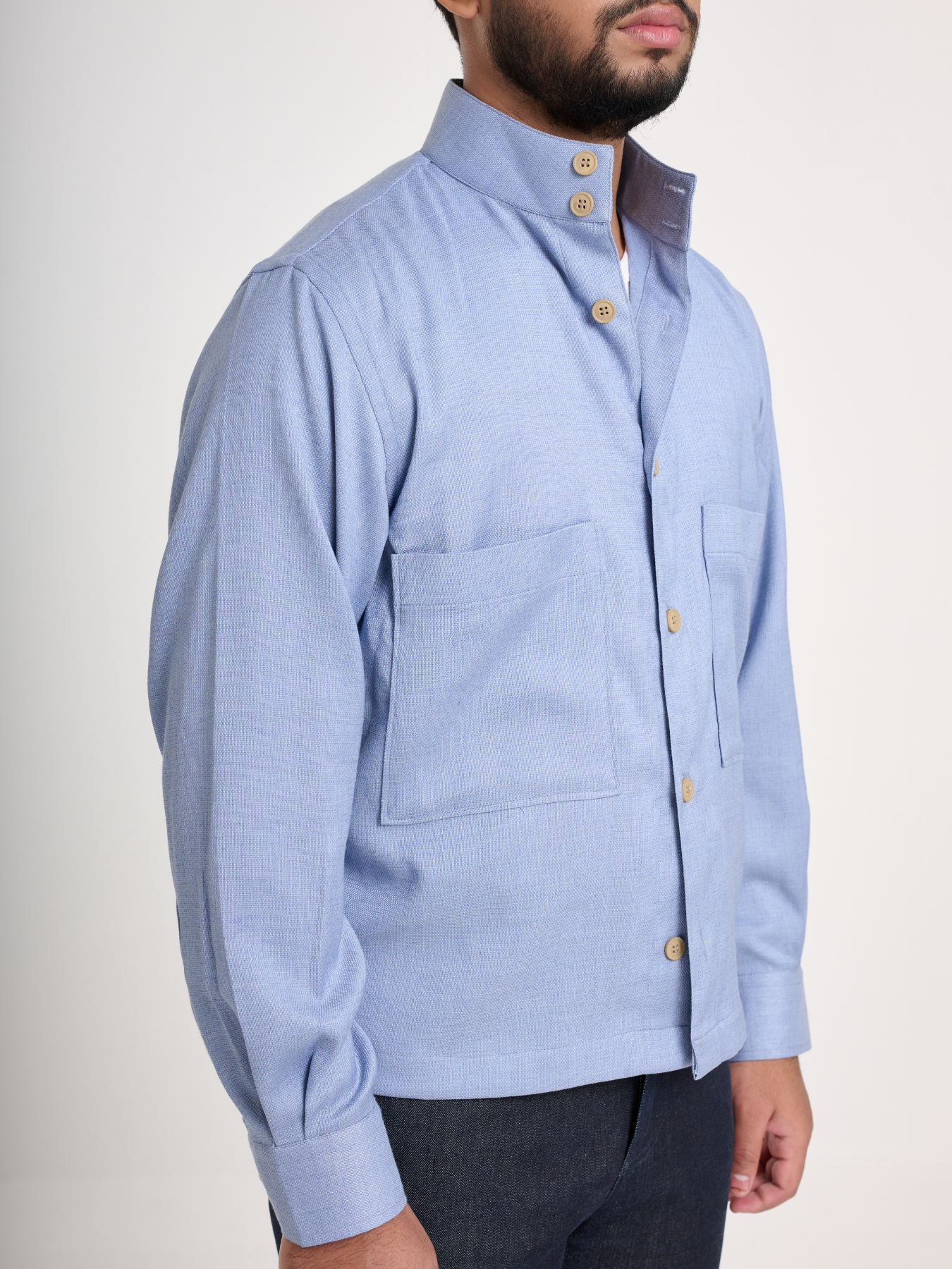 Light Blue Cropped Shacket