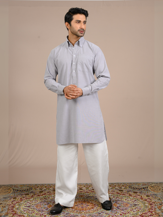 Grey Short Button Down Kurta