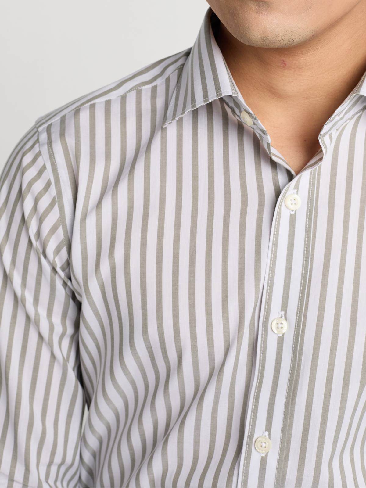 Grey Bengal Stripe Formal Shirt